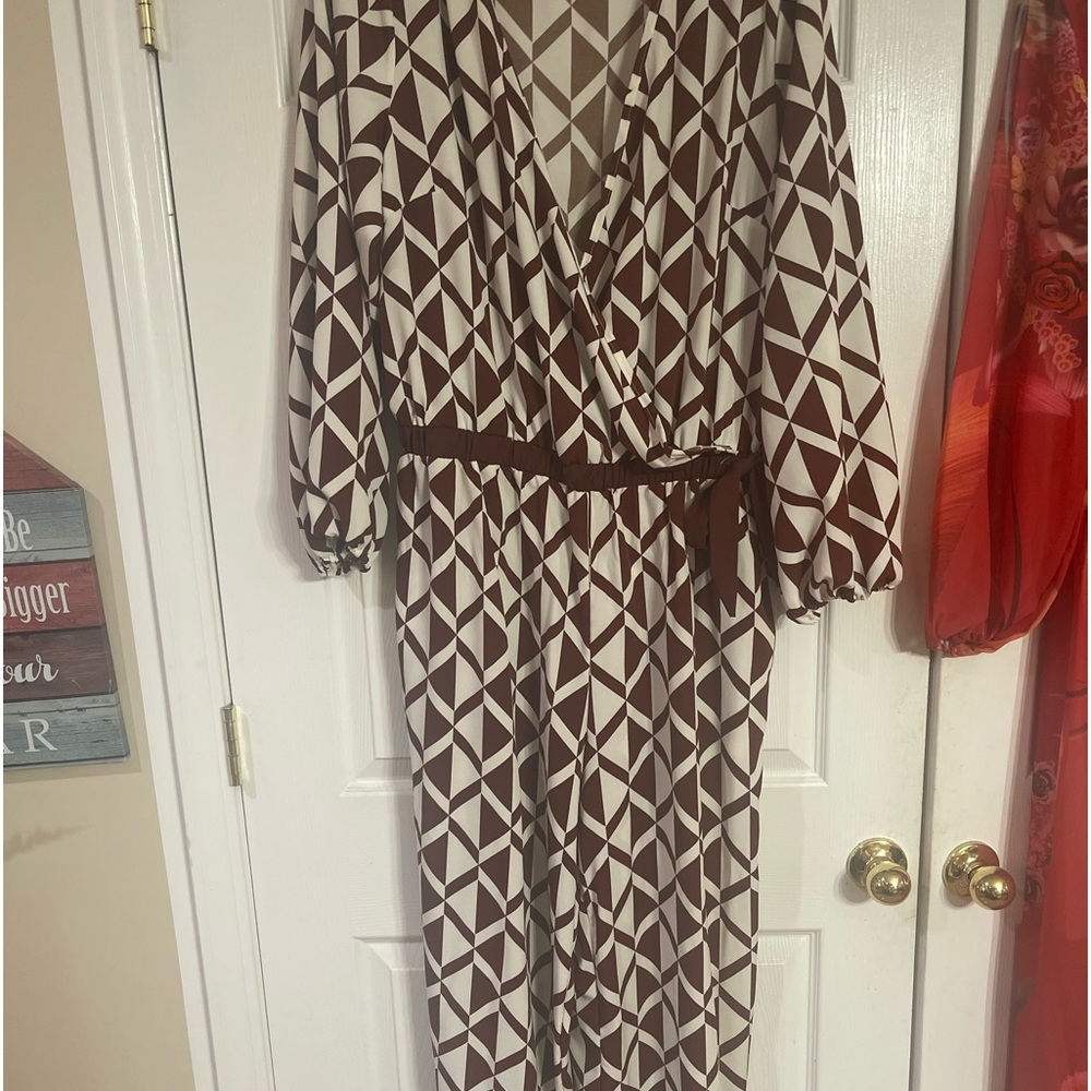 Brownish Orange  and cream Romper